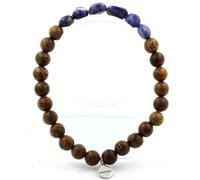Pietre E Minerali. Bracciale Di Sodalite Del Brasile + Perle In Legno 8 Mm.