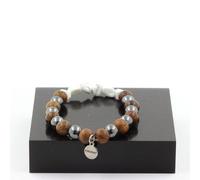 Pietre E Minerali. Bracciale Howlite Degli USA + Perle Ematite + Legno 8 Mm. Fa