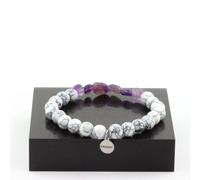 Pietre E Minerali. Bracciale In Amatista Del Brasile + Perle Howlite 8 Mm.