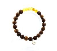 Pietre E Minerali. Bracciale In Ambra Vera Del Mare Baltico + Perle Di Legno