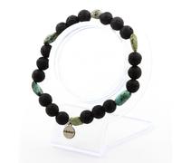 Pietre E Minerali. Bracciale In Turchese Africano D'Africa + Perle Di Lava 8 Mm.