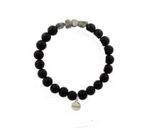 Bracciale Labradorite Da Finlandia + Perle Onice Nero Opaco 8 Mm. Fatto IN