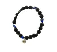 Pietre E Minerali. Bracciale Lapis Lazuli Del Pakistan + Perle Lava 8 Mm. Fabr