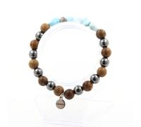 Pietre E Minerali. Bracciale Larimar Della Repubblica Dominicana + Perle Ematite