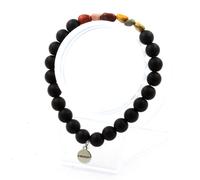 Pietre E Minerali. Bracciale Mookaite D'Australia + Perle Onice Nero Opaco 8 Mm.