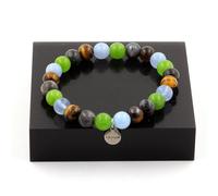 Pietre E Minerali. Bracciale Perle Acquamarina + Occhio Di Tigre + Labradorite