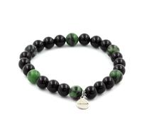 Pietre E Minerali. Bracciale Perle Agata Nera + Epidoto D'Australia 8 Mm.