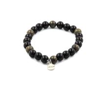 Minerali Collezione. Braccialetto Perle Agata Nero + Pirite D'Africa Del Sud 8 M