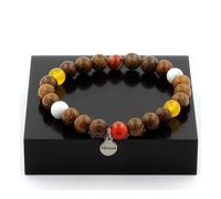 Braccialetto Perle Agata Phylum + Agata Giallo+Howlite + Legno 8 Mm. Fatto IN