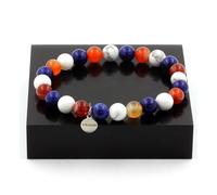 Pietre E Minerali. Bracciale Perle Agata Striata + Howlite + Lapis Lazuli 8 M