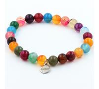 Pietre E Minerali. Bracciale Perle Agata Striata Multicolore 8 Mm. Fabbricato E