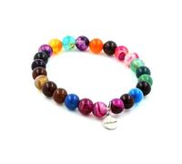 Pietre E Minerali. Bracciale Perle Agata Striata Multicolore 8 Mm. Fabbricato E