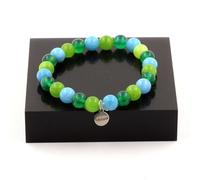 Pietre E Minerali. Bracciale Perle Agata Verde + Calcedonio Blu + Peridoto 8