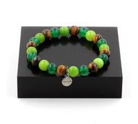 Pietre E Minerali. Bracciale Perle Agata Verde + Occhio Di Tigre + Peridoto 8 Mm