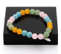 Pietre E Minerali. Bracciale Perle Aigue-Marine + Avventurina + Agata Gialla +