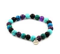 Pietre E Minerali. Bracciale Perle Amatista + Crisocolla + Agata Nera + Tu