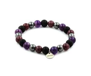 Pietre E Minerali. Bracciale Perle Amatista + Ematite + Lepidolite + Onice N