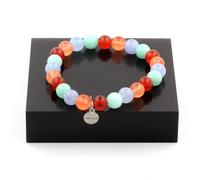 Pietre E Minerali. Bracciale Perle Amazonite + Calcedonio Arancione + Aigue-Mari