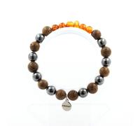 Pietre E Minerali. Bracciale Perle Ambra Vera Del Mare Baltico + EMATITE