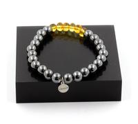 Pietre E Minerali. Bracciale Perle Ambra Vera Del Mare Baltico + EMATITE