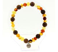 Pietre E Minerali. Bracciale Perle Ambra Vera Del Mare Baltico + Legno