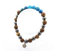 Pietre E Minerali. Bracciale Perle Apatite + EMATITE + Legno 8 Mm. Fabbricato E