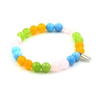 Pietre E Minerali. Bracciale Perle Calcedonio Blu + Quarzo Rosa + Peridoto +