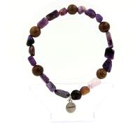 Pietre E Minerali. Bracciale Perle Charoite Di Russia + Legno 8 Mm. Fabbricato E