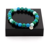 Pietre E Minerali. Bracciale Perle Chrysocolla + Angelite 8 Mm. Fabbricato In F