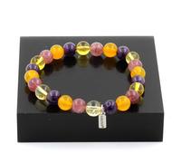 Pietre E Minerali. Bracciale Perle Citrino + Ametista + Lepidolite + Agata J