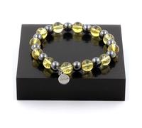 Pietre E Minerali. Bracciale Perle Citrino + Ematite 8 Mm. Fabbricato In Francia