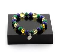 Pietre E Minerali. Bracciale Perle Citrino + Lapis Lazuli + Malachite 8 Mm. F