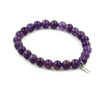 Pietre E Minerali. Bracciale Perle Di Ametista 8 Mm. Fabbricato In Francia.