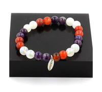 Pietre E Minerali. Bracciale Perle Di Ametista + Agata Striata + Pietra Di Luna