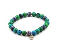 Pietre E Minerali. Bracciale Perle Di Crisocolla + Giada Blu 8 Mm. Fabbricato In