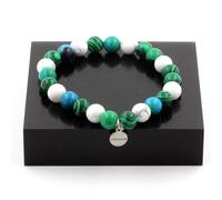 Pietre E Minerali. Bracciale Perle Di Crisocolla + Howlite + Malachite 8 Mm.