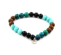 Pietre E Minerali. Bracciale Perle Di Crisocolla + Turchese + Agata Nera + Bo