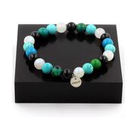 Pietre E Minerali. Bracciale Perle Di Crisocolla + Turchese + Pietra Di Luna +