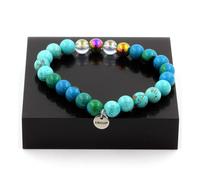 Pietre E Minerali. Bracciale Perle Di Crisocolla + Turchese + Quarzo Titanio +