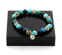 Pietre E Minerali. Bracciale Perle Di Diaspro Dalmaziano + Turchese + Crisocolla