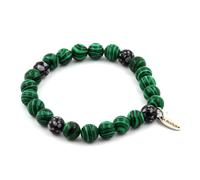 Pietre E Minerali. Bracciale Perle Di Malachite + Obsidiana Fiocco Di Neve 8 M