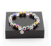 Pietre E Minerali. Bracciale Perle Di Quarzo + Ematite Multicolore 8 Mm.