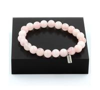 Pietre E Minerali. Bracciale Perle Di Quarzo Rosa 8 Mm. Fabbricato In Francia.