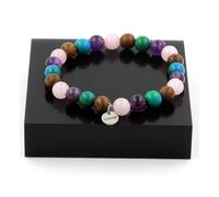 Pietre E Minerali. Bracciale Perle Di Quarzo Rosa + Ametista + Crisocolla + Bo