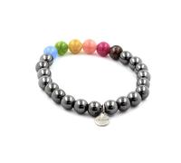 Minerali Collezione. Braccialetto Perle Tormalina Multicolore + Ematite 8 Mm. Fa