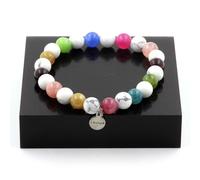 Pietre E Minerali. Bracciale Perle Di Tormalina Multicolore + Howlite 8 Mm. Fab