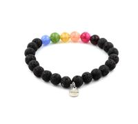 Pietre E Minerali. Bracciale Perle Di Tormalina Multicolore + Lava 8 Mm.