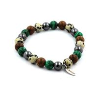 Pietre E Minerali. Bracciale Perle Ematite + Malachite + Diaspro Dalmaziano + B