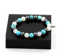Pietre E Minerali. Bracciale Perle Ematite + Turchese + Pietra Di Luna 8 Mm