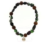 Pietre E Minerali. Bracciale Perle Epidote Del Myanmar (Birmania) + Legno 8 Mm.